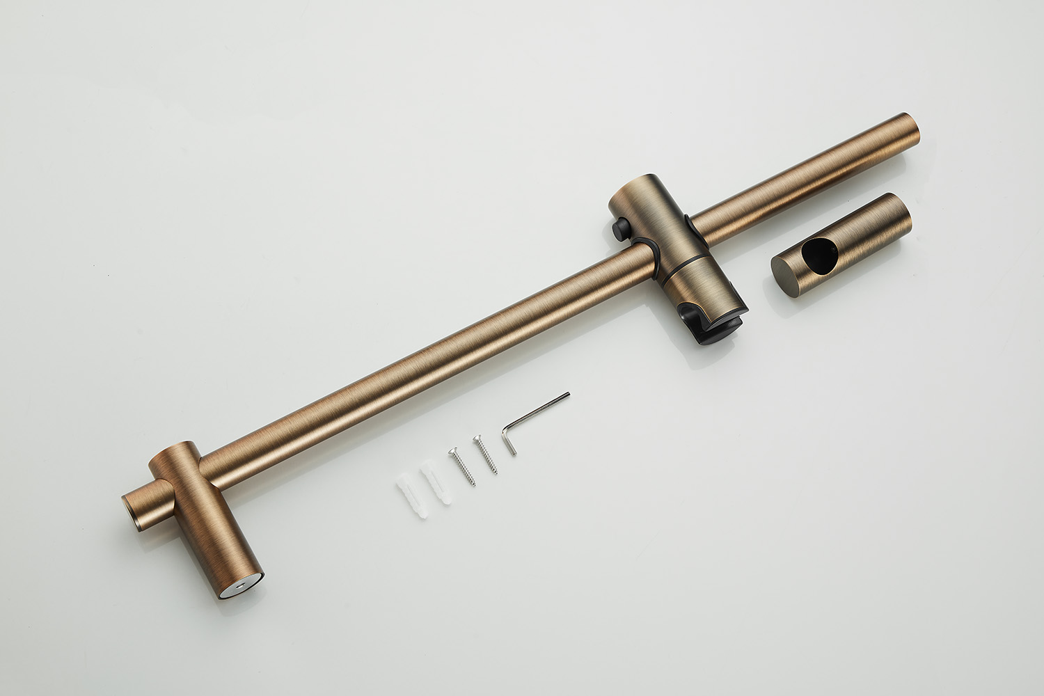 Saniclear Antique Stripes doucheset verouderd messing met thermostatische kraan, handdouche en glijstang