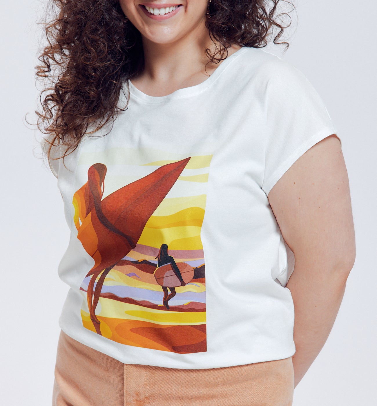 T-shirt à motif placé Femme - Imprimé écru
