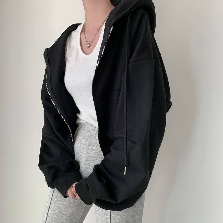 Coris - Effen cropped hoodie met rits