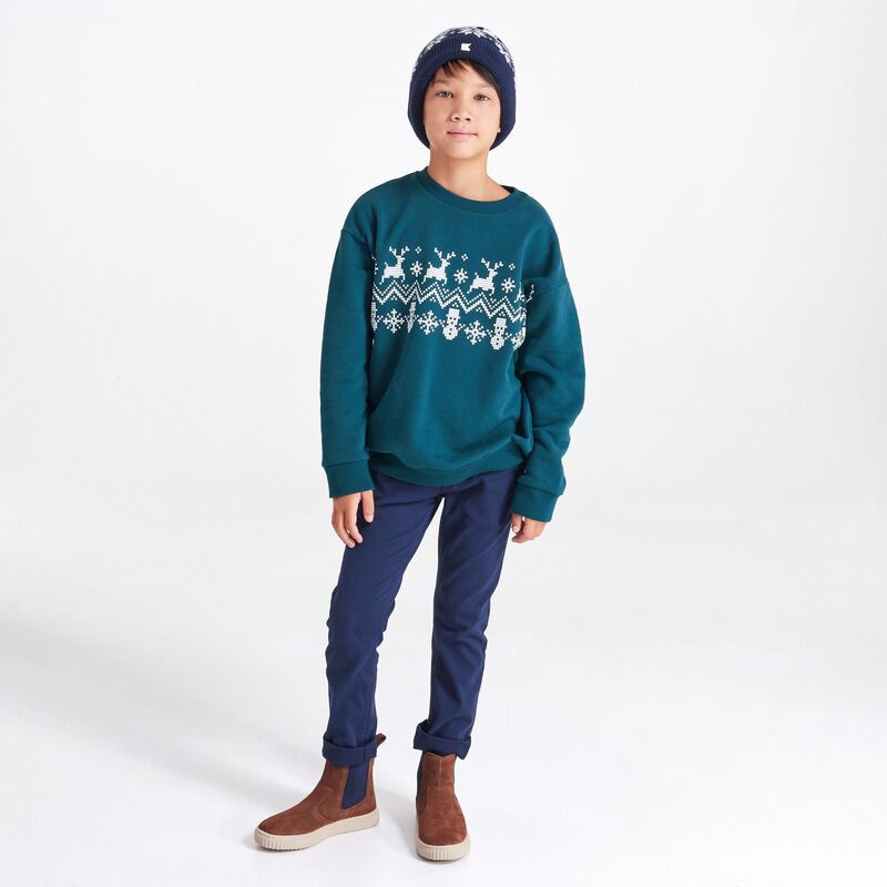 Ensemble bonnet + écharpe jacquard bleu marine - unisexe