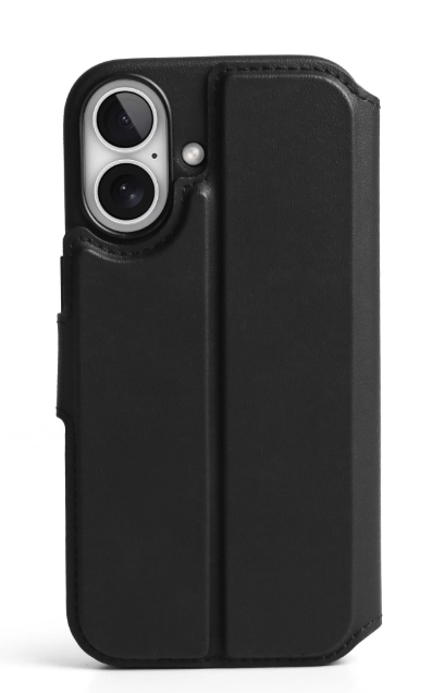 2in1 iPhone 17 MagSafe Vegan Folio Leder Tasche Flip Cover (LLF00001) - Schwarz