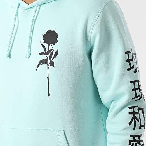 Sweat Capuche Oriental Mono Vert Menthe Noir