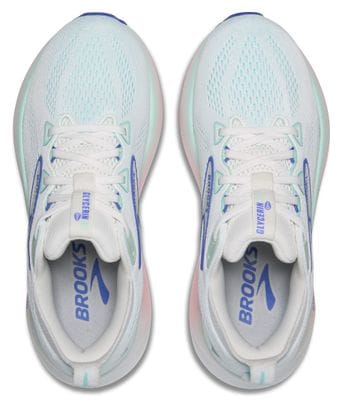 Chaussures Running Brooks Glycerin 22 Blanc/Bleu/Rose Femme