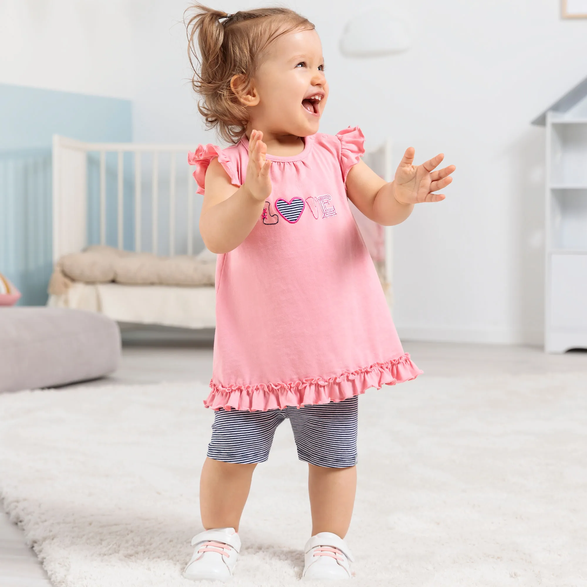 Baby-Mädchen-Set mit Volantsaum, 2-teilig