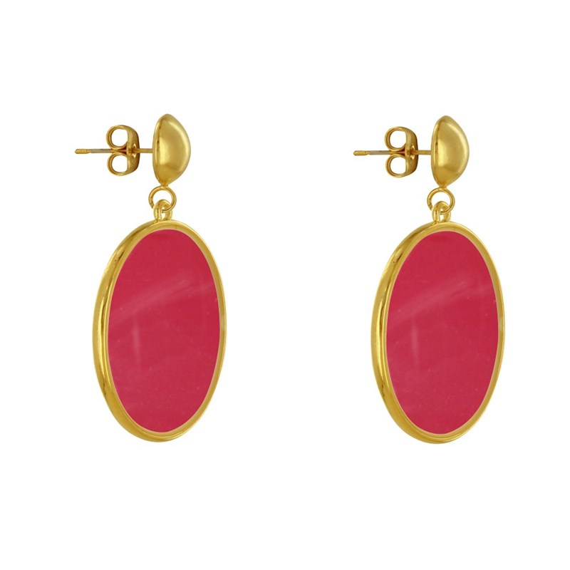Boucles d'Oreilles Clous Métal Doré Cercle Coloré Translucide