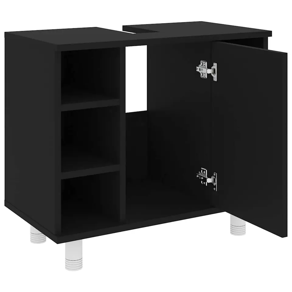 vidaXL - Badkamerkast - Zwart - Bewerkt hout