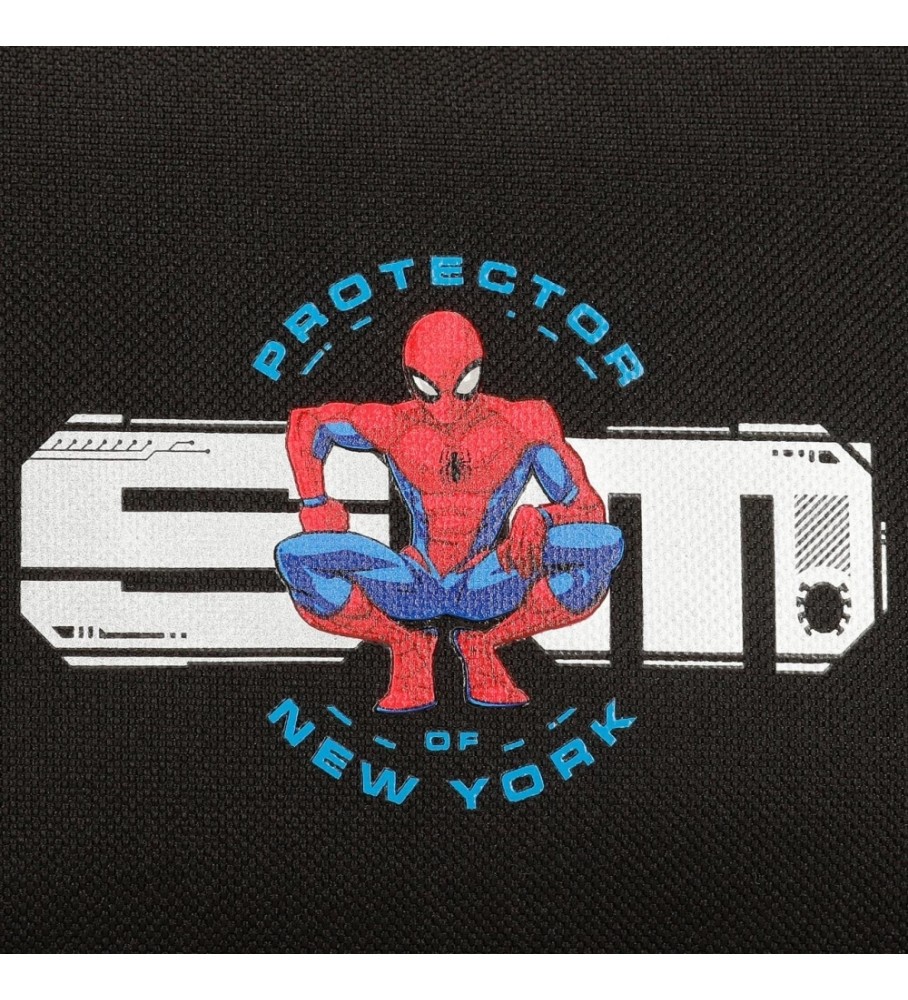 Mochila Escolar Protetora do Homem-Aranha da Disney com Rodinhas Vermelhas - 30x38x12 -