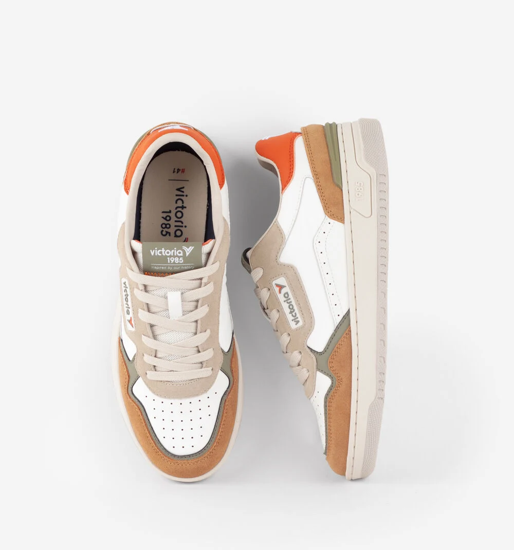 C80 - CASUAL PATCH COLORS Baskets rétro unisexes multicolores TAUPE