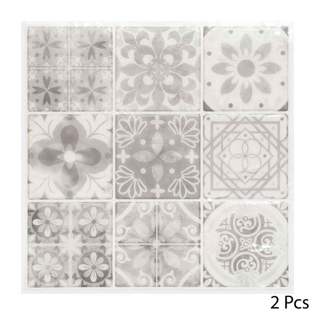 Lot de 2 carreaux autocollants ciment gris 26x26x0.3cm
