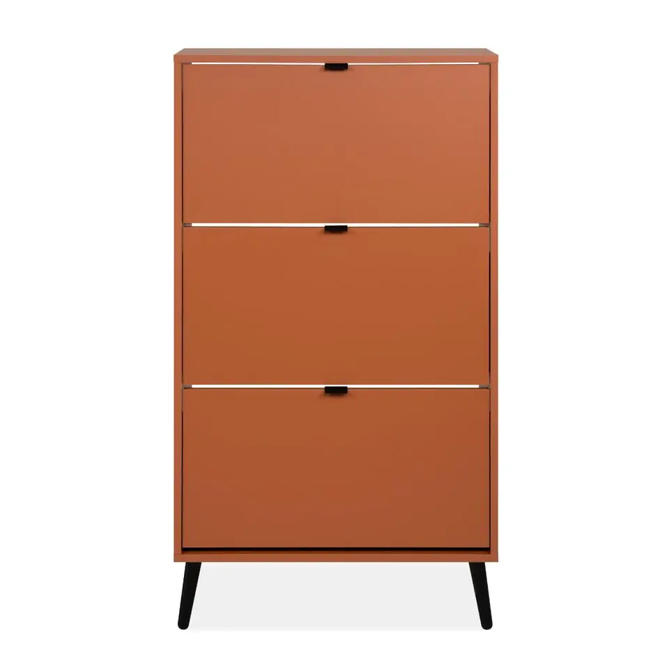 CALICOSY - Schoenenkast VIGO - Terracotta / zwart - 125x70x24 cm