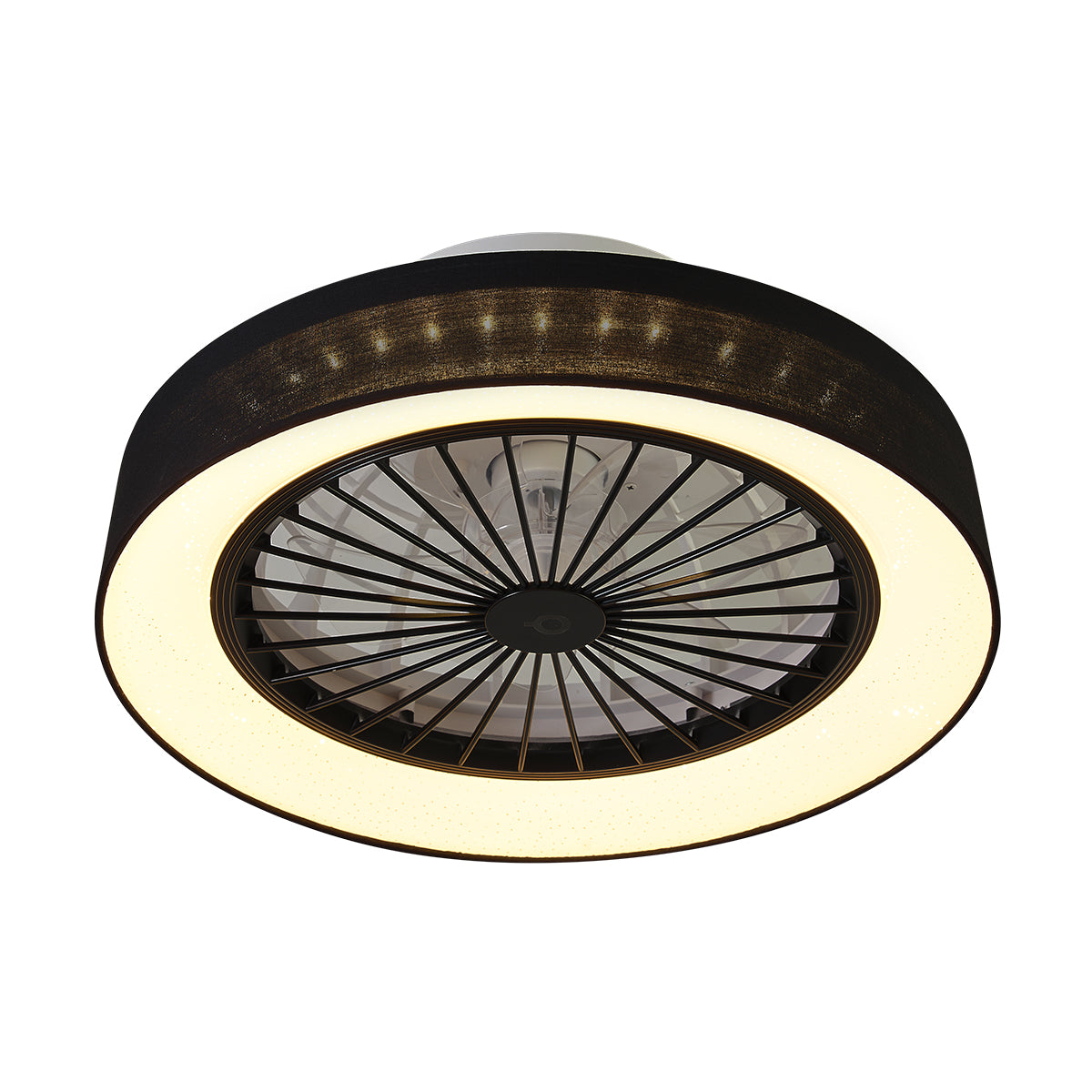QAZQA Plafondventilator zwart met ster effect 48cm incl. LED dimbaar