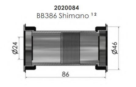 Elvedes BB386 Shimano Twist Krankleje, 86mm