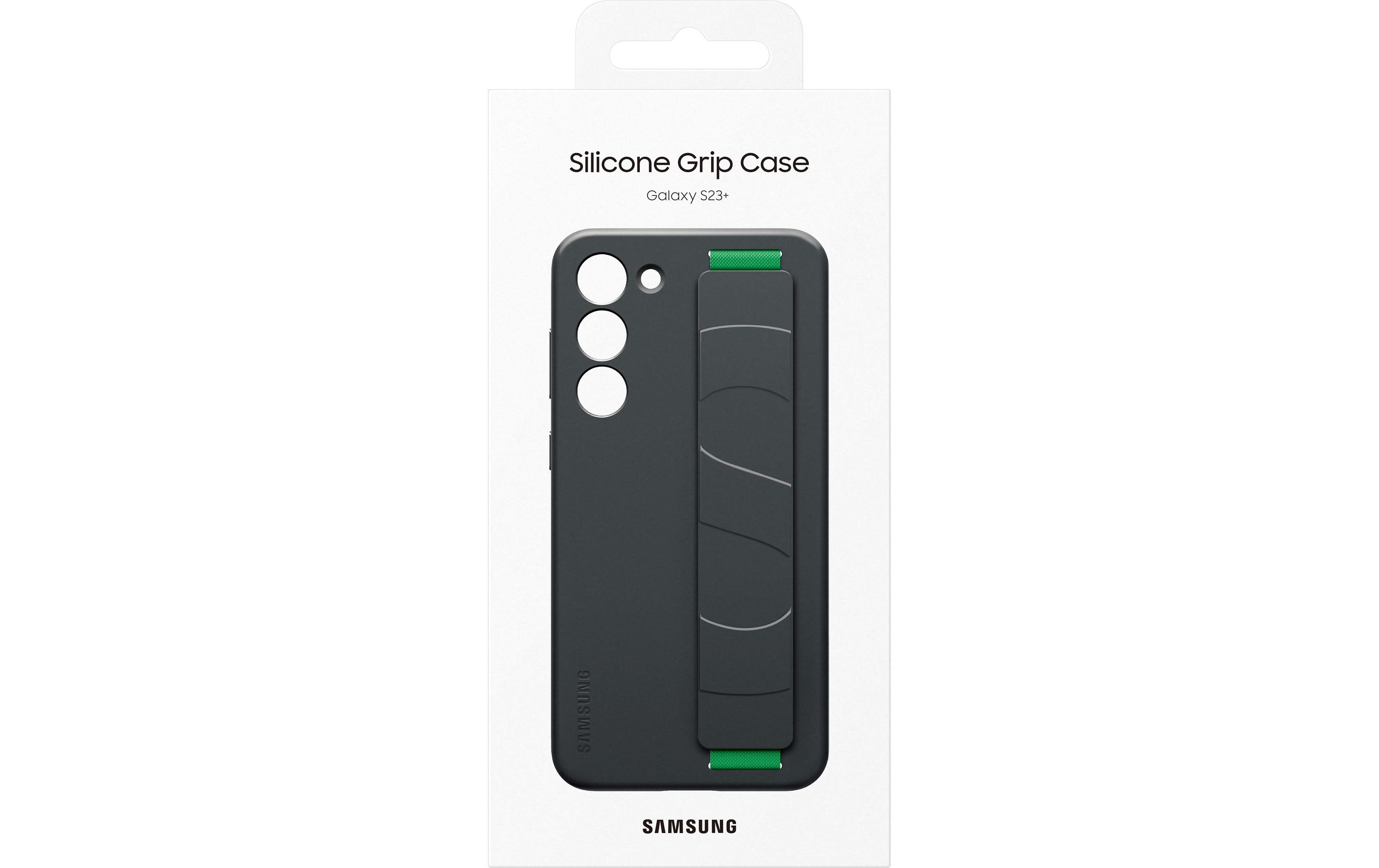 Back Cover Silicone Grip Galaxy S23+ SchwarzSchutzhülle mit Handriemen für das Samsung Galaxy S23+