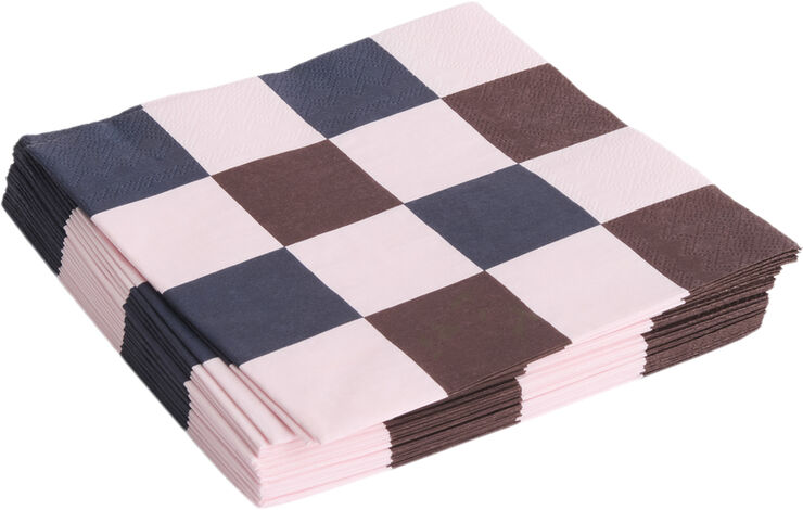 Hay Pattern Napkins-Set of 20 Dinner-Light pink, bordeaux and black M chec