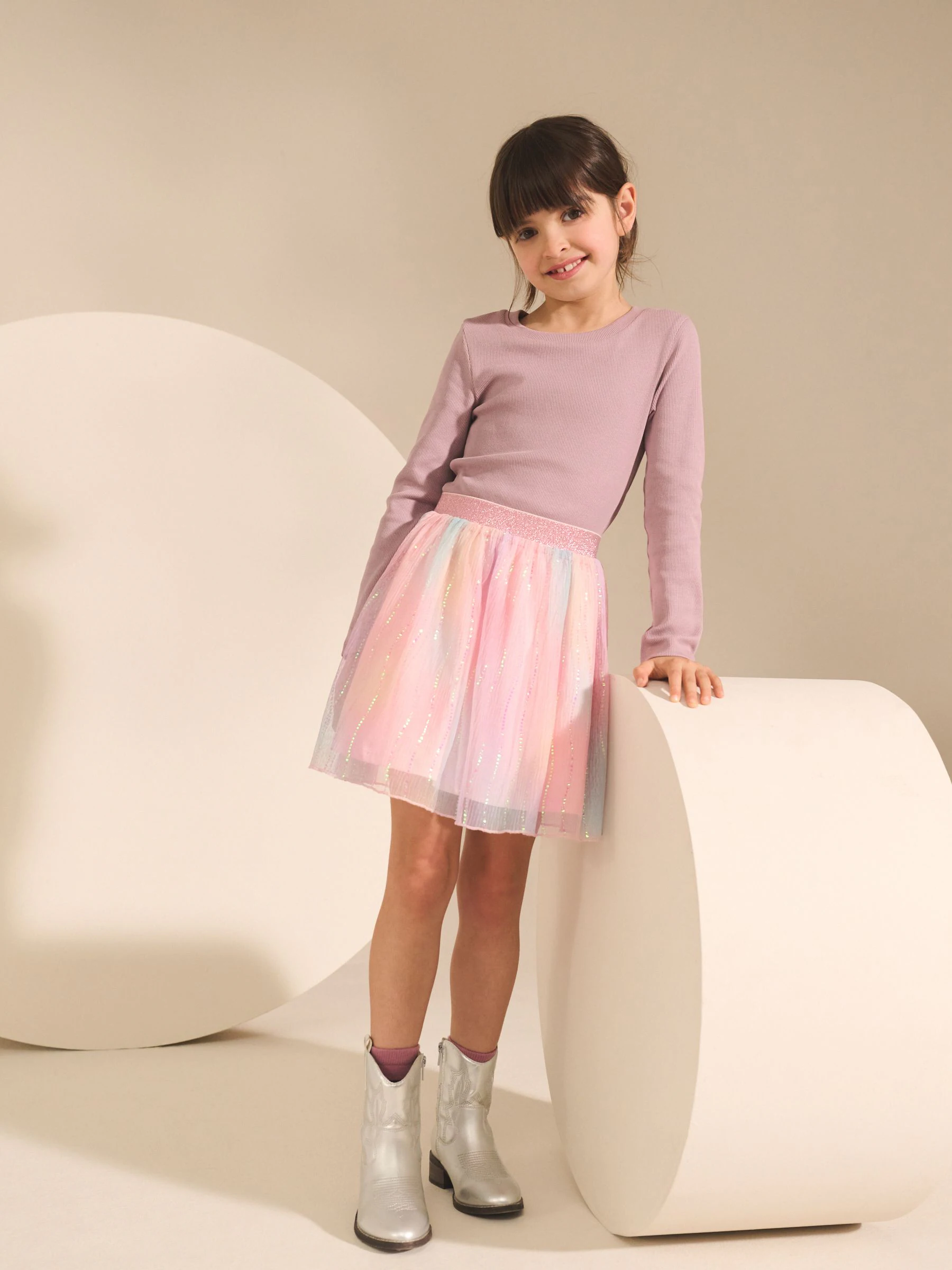 Pink Rainbow Sparkle - Rok met elastische taille (3-16jr)