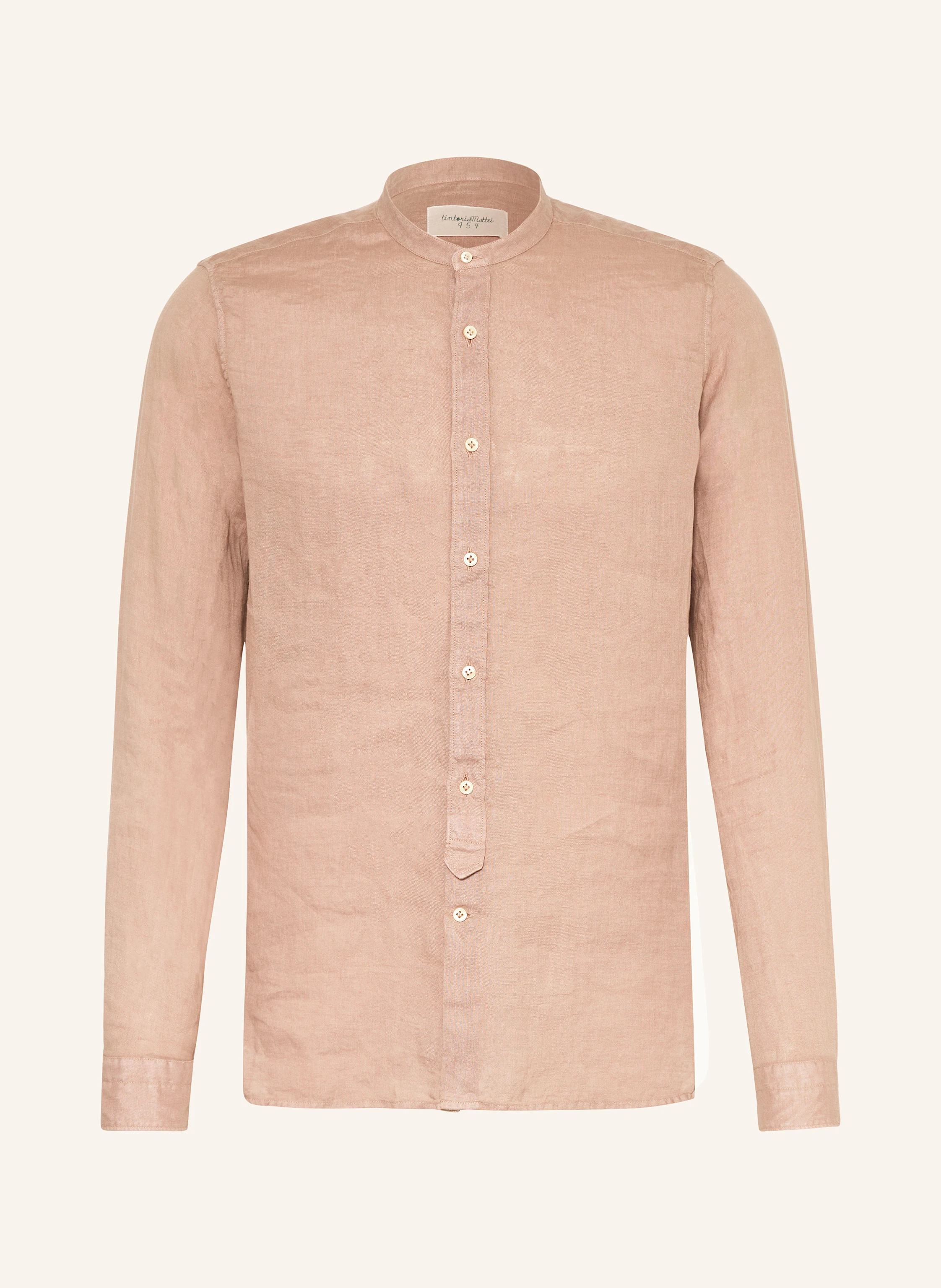 tintoria mattei Leinenhemd Slim Fit mit Stehkragen