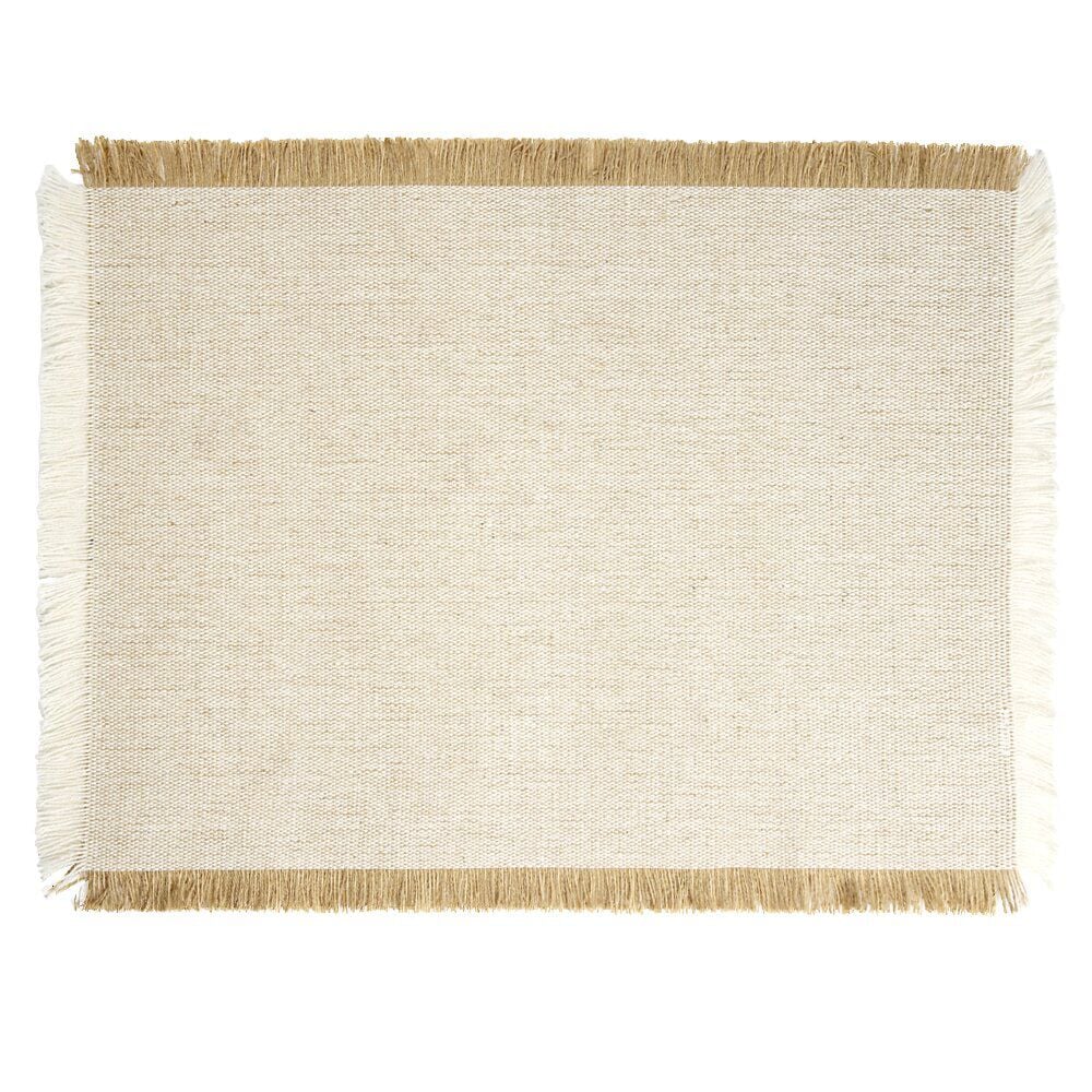 Set de table rectangulaire beige et marron 30x45cm rebord frange