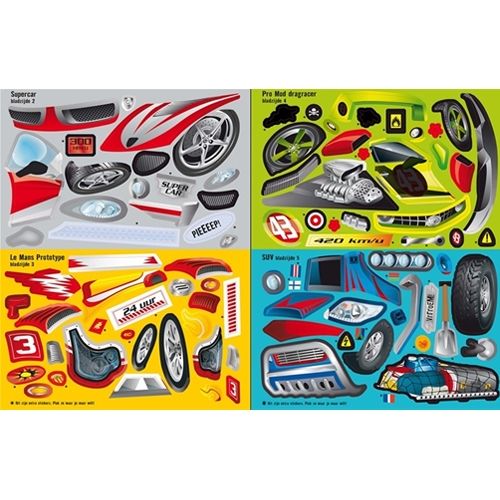 Uitgeverij usborne stickerboek bouw je eigen auto's