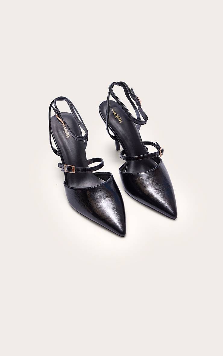 Noir Escarpins À Bout Pointu Avec Détails Boucles Et Effet Froissé