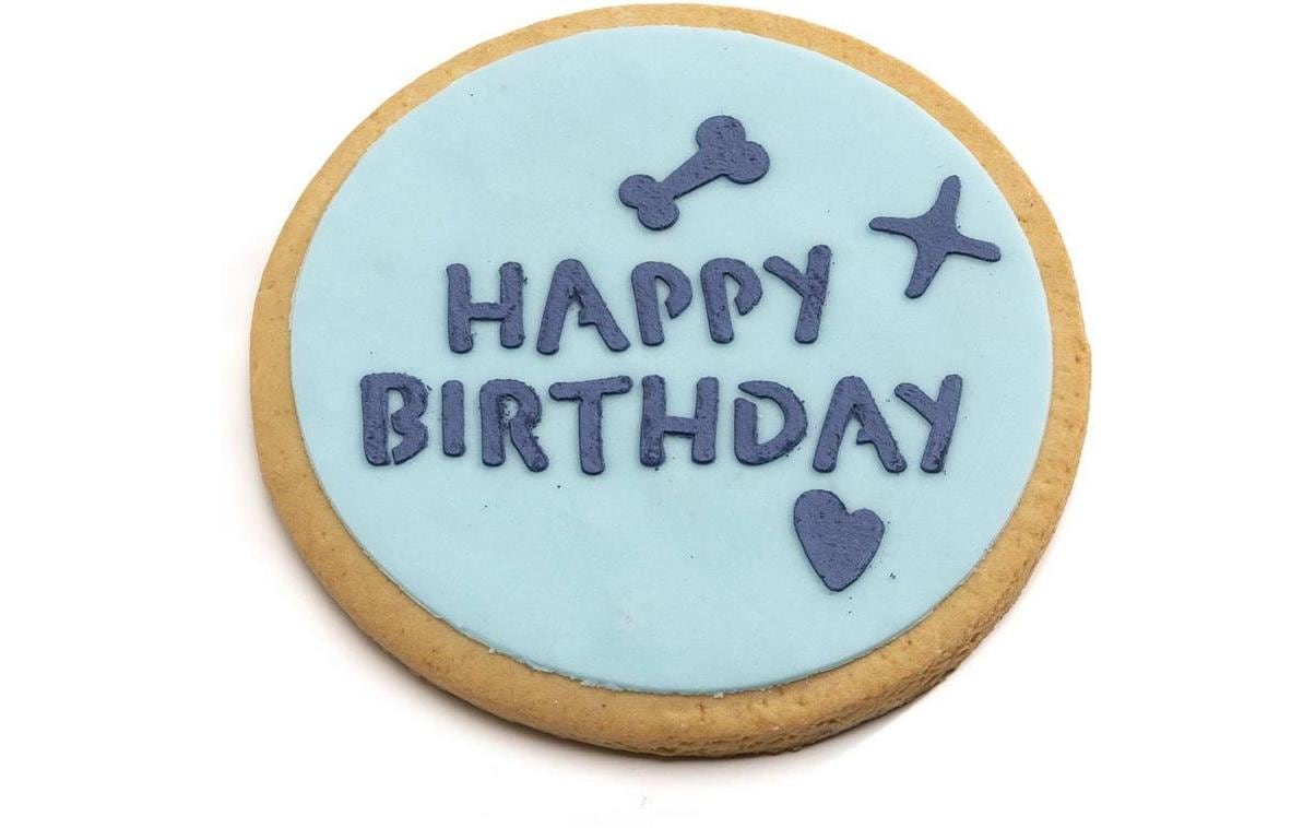 Happy Birthday Hundekuchen, Blau 11 x 1.5 cm, 90gGeburtstags-Snack für Hunde