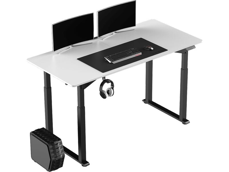 Ultradesk Gaming Tisch Uplift Schwarz/Weiss Robuster Gaming-Tisch mit elektrischer und stufenloser Höhenverstellung