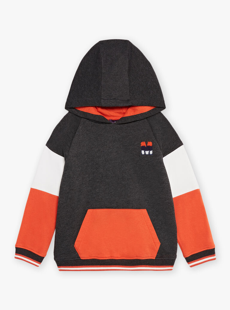 Sweat à capuche orange et blanc