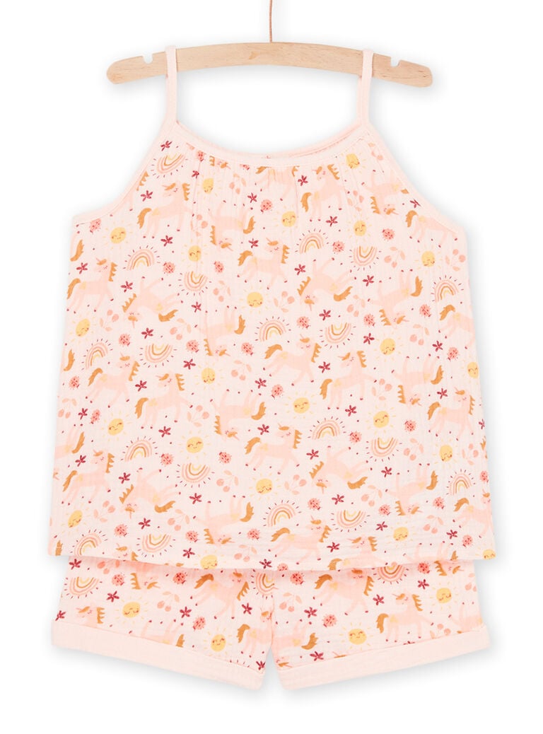 Pyjama rose poudré à imprimé licornes et fantaisie