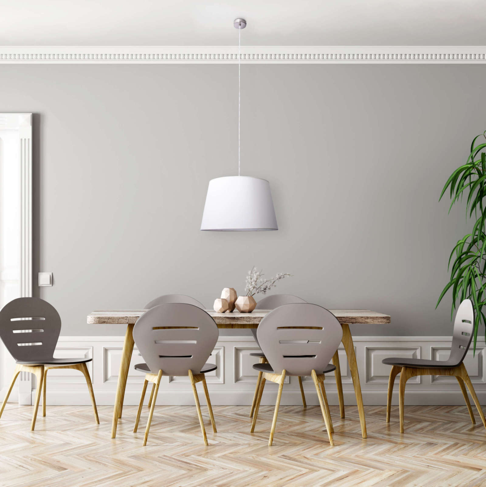 Pendelleuchte - beige-silberfarben - Ø 45 cm