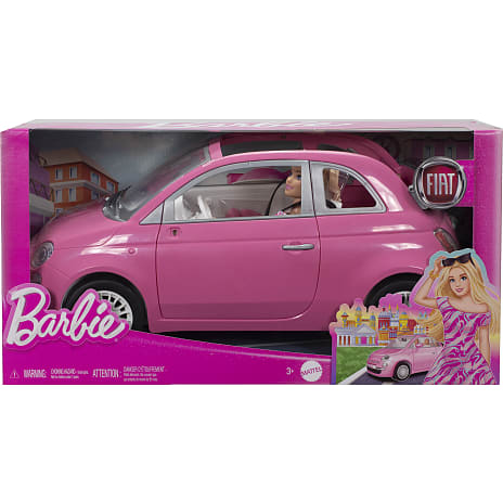 Barbie dukke med Fiat 500