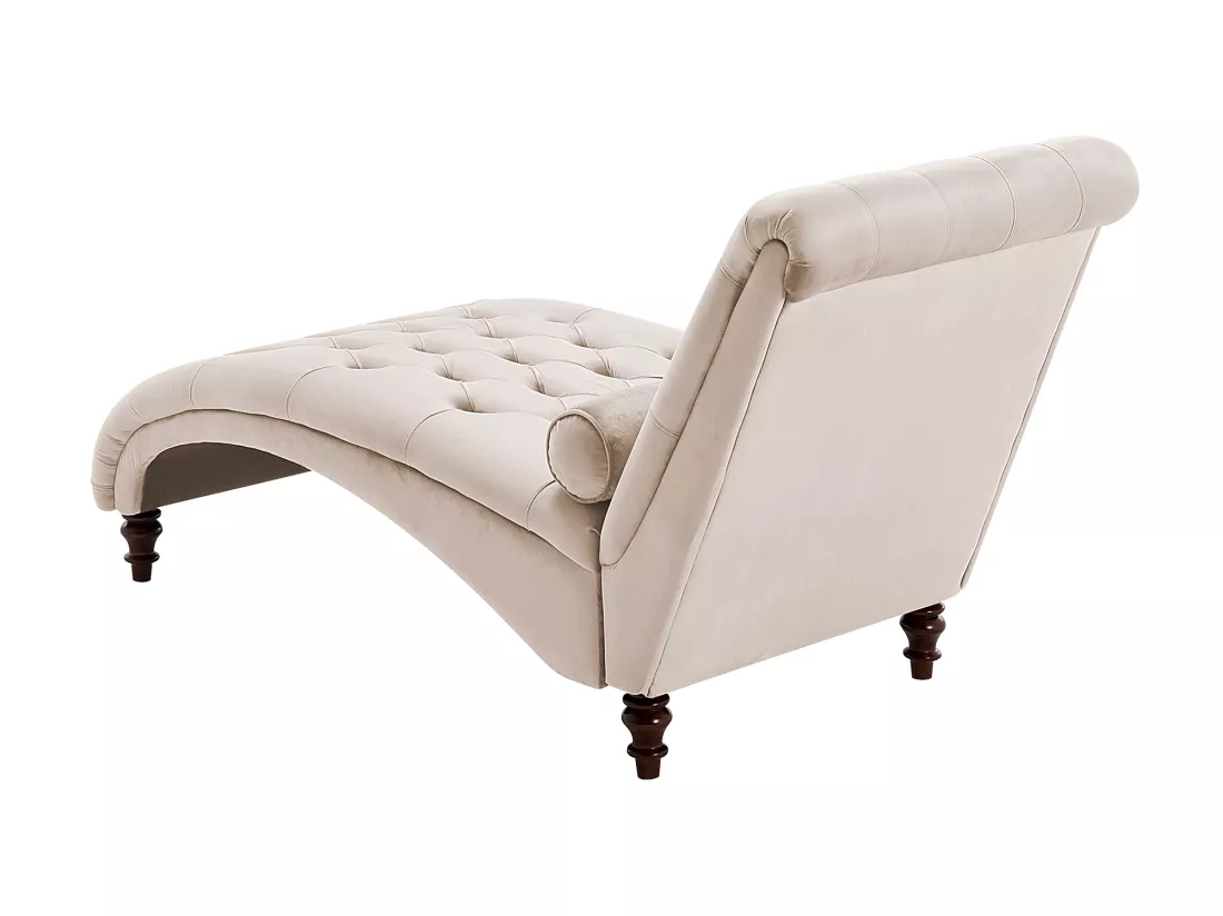 Chaise longue en velours beige MURET