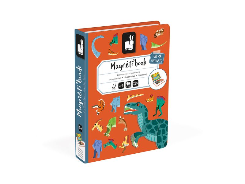 Janod Beschäftigungsspielzeug Magnetbuch Dinosaurier Magnetisches Lernspiel