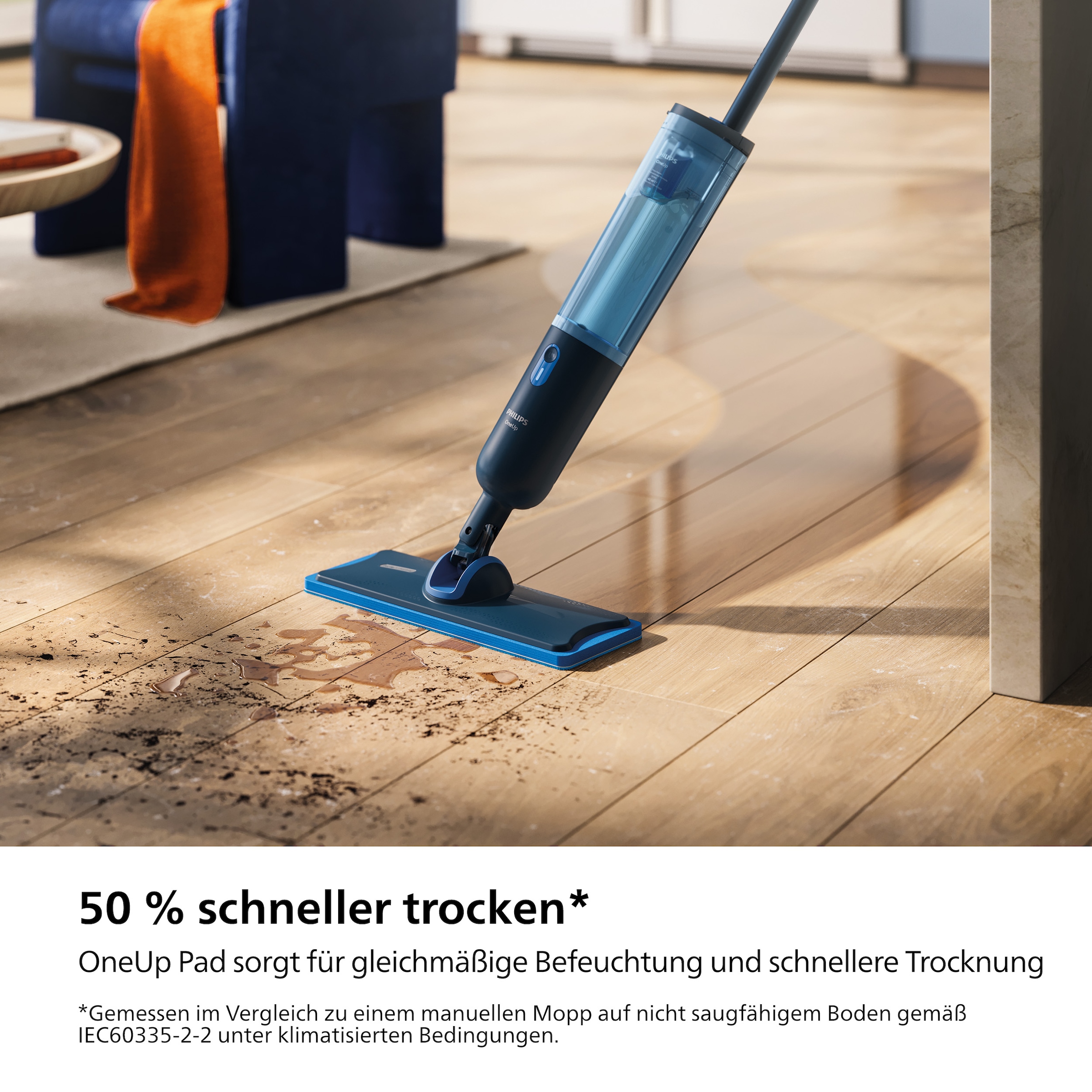 Philips Mikrofaserpad »OneUp Ersatzpad XV1882/10« (Mikrofaser 12 cmx35 cm 1 Stk. tlg. für empfindliche und nicht saugfähige Hartböden (Holzböden) geeignet