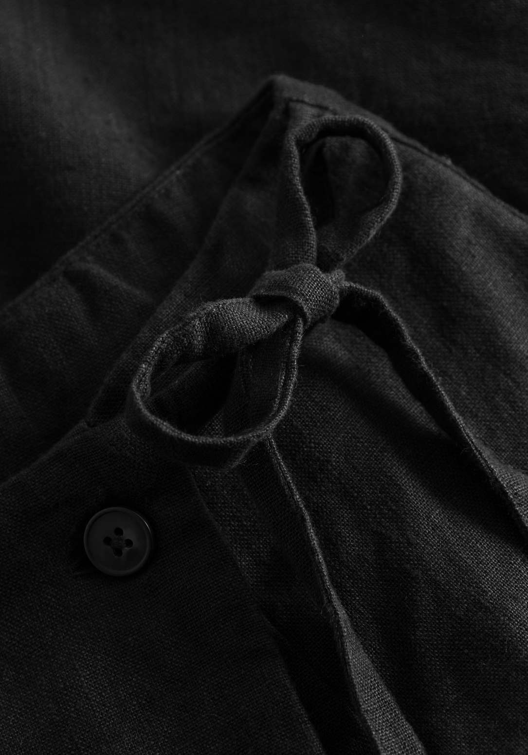 Knowledge Cotton Apparel Wickelrock Linen Wrap Short Skirt Black Jet