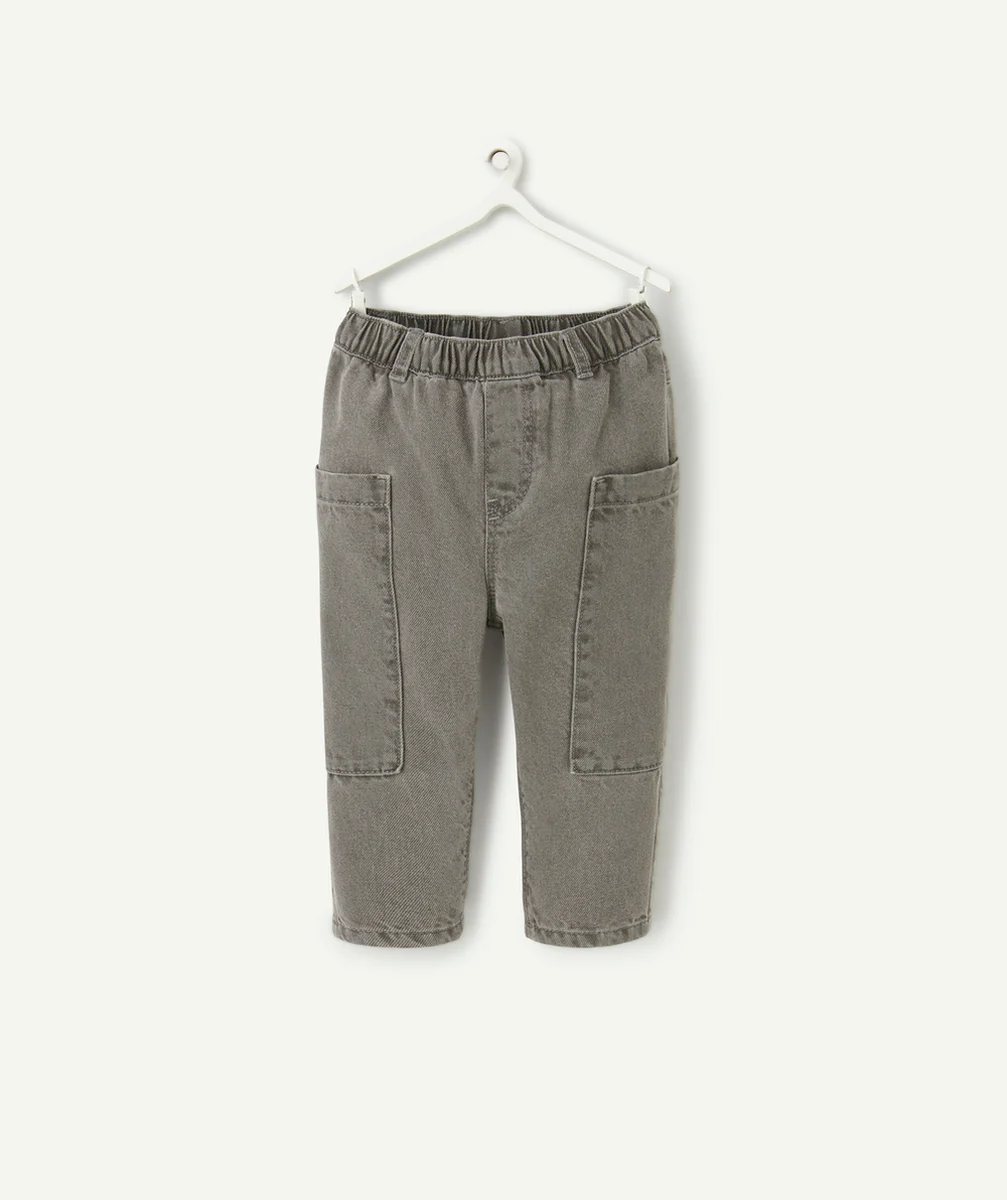 PANTALON RELAX BÉBÉ GARÇON LOW IMPACT GRIS AVEC POCHES