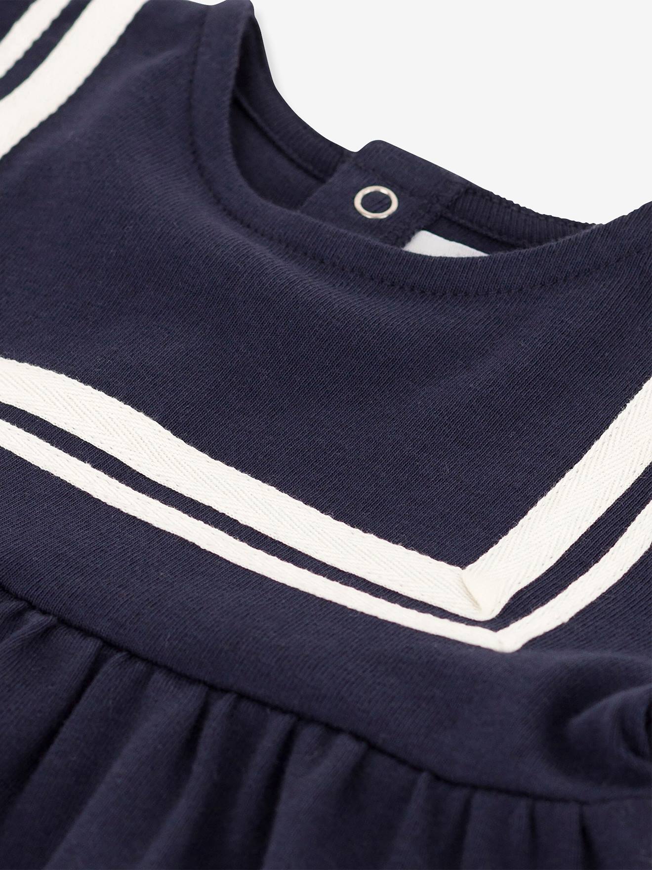 Vestido curto de algodão orgânico azul PETIT BATEAU com mangas curtas