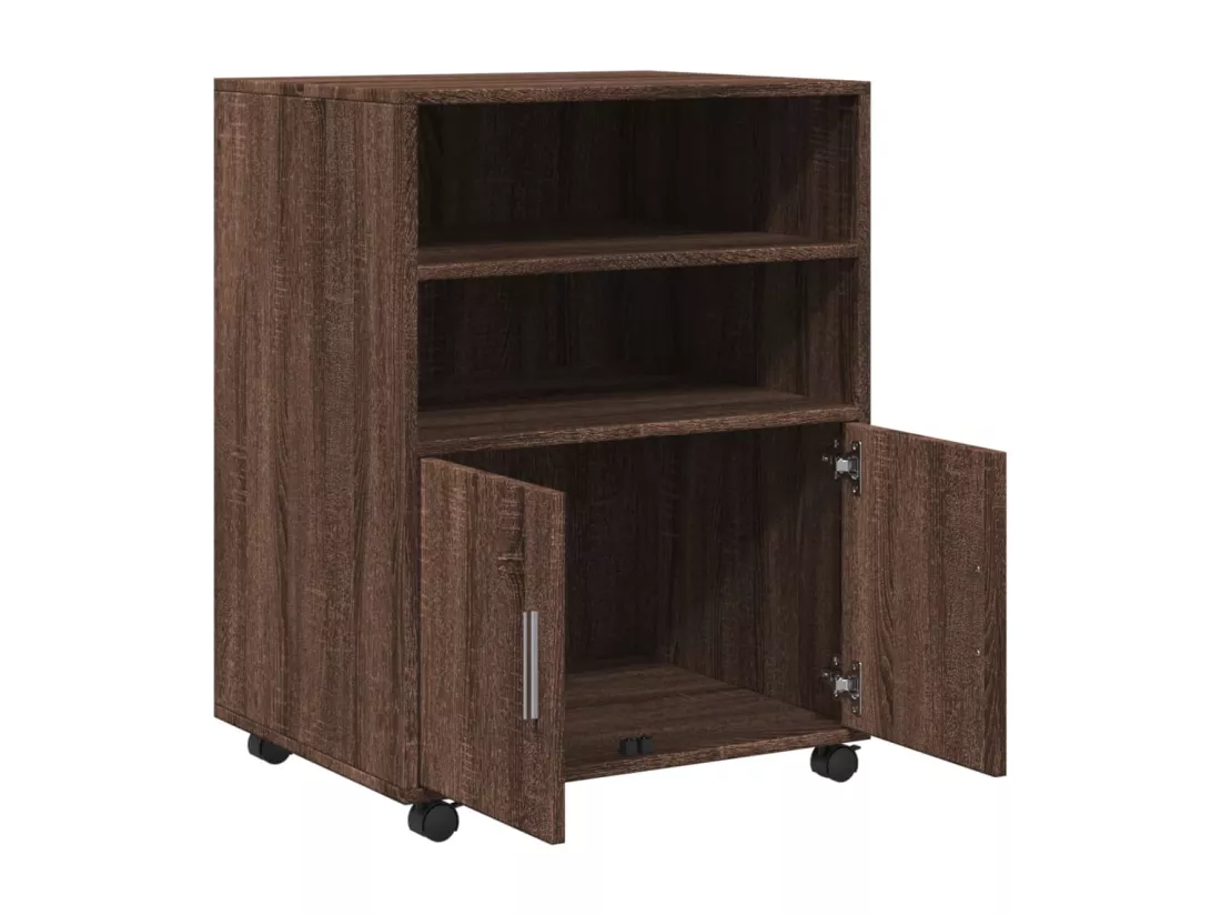 Armoire à roulettes chêne marron 60x48x81 cm bois d'ingénierie