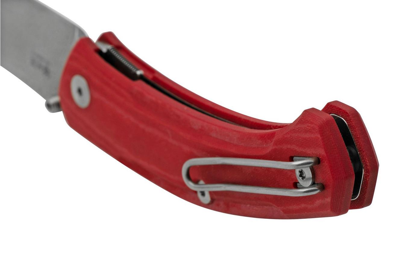 GiantMouse ACE Iona V2 Red Linen Micarta Stonewashed Magnacut, zakmes