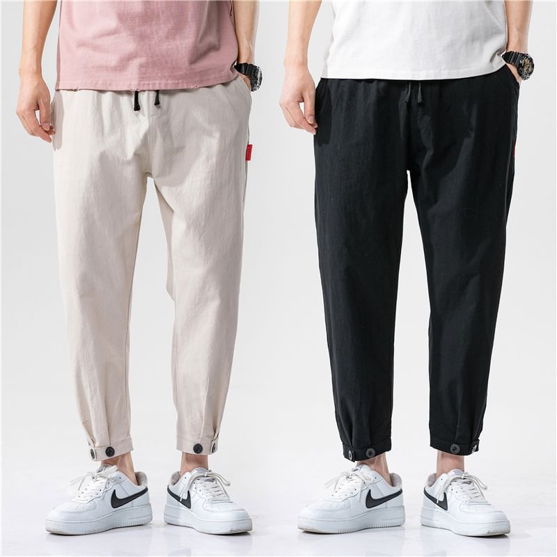 YIKES - Effen cropped harembroek met trekkoordtaille