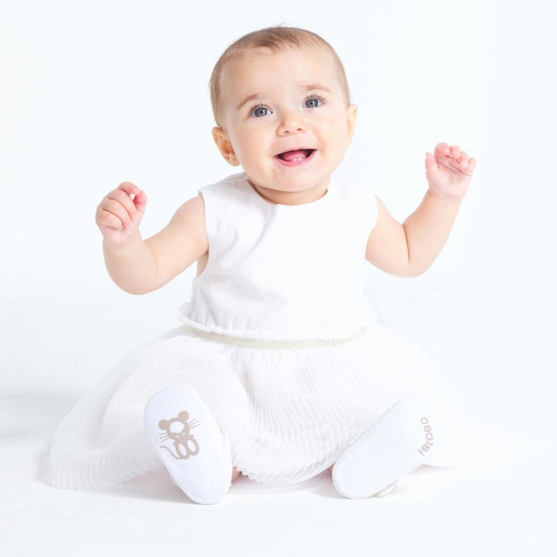 Robe chic bi-matière avec bloomer blanche bébé fille Blanc