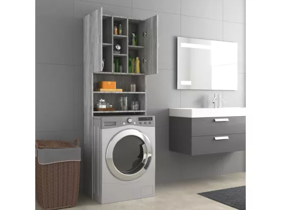 Meuble pour machine à laver Sonoma gris 64x25,5x190 cm