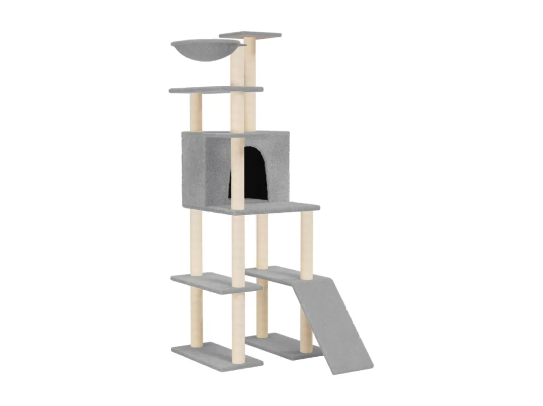Arbre à chat avec griffoirs en sisal Gris clair 166 cm