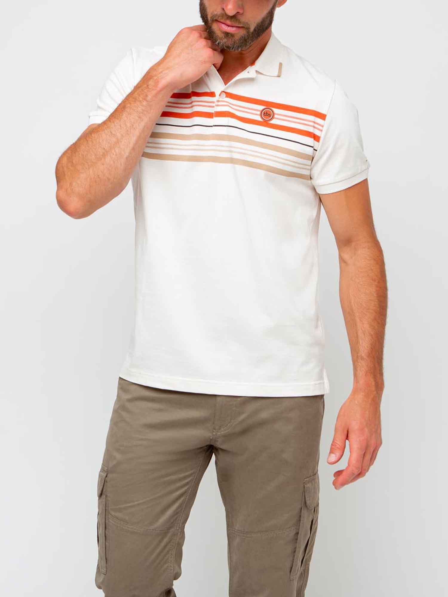 Polo Homme A Rayures Placées Arctique