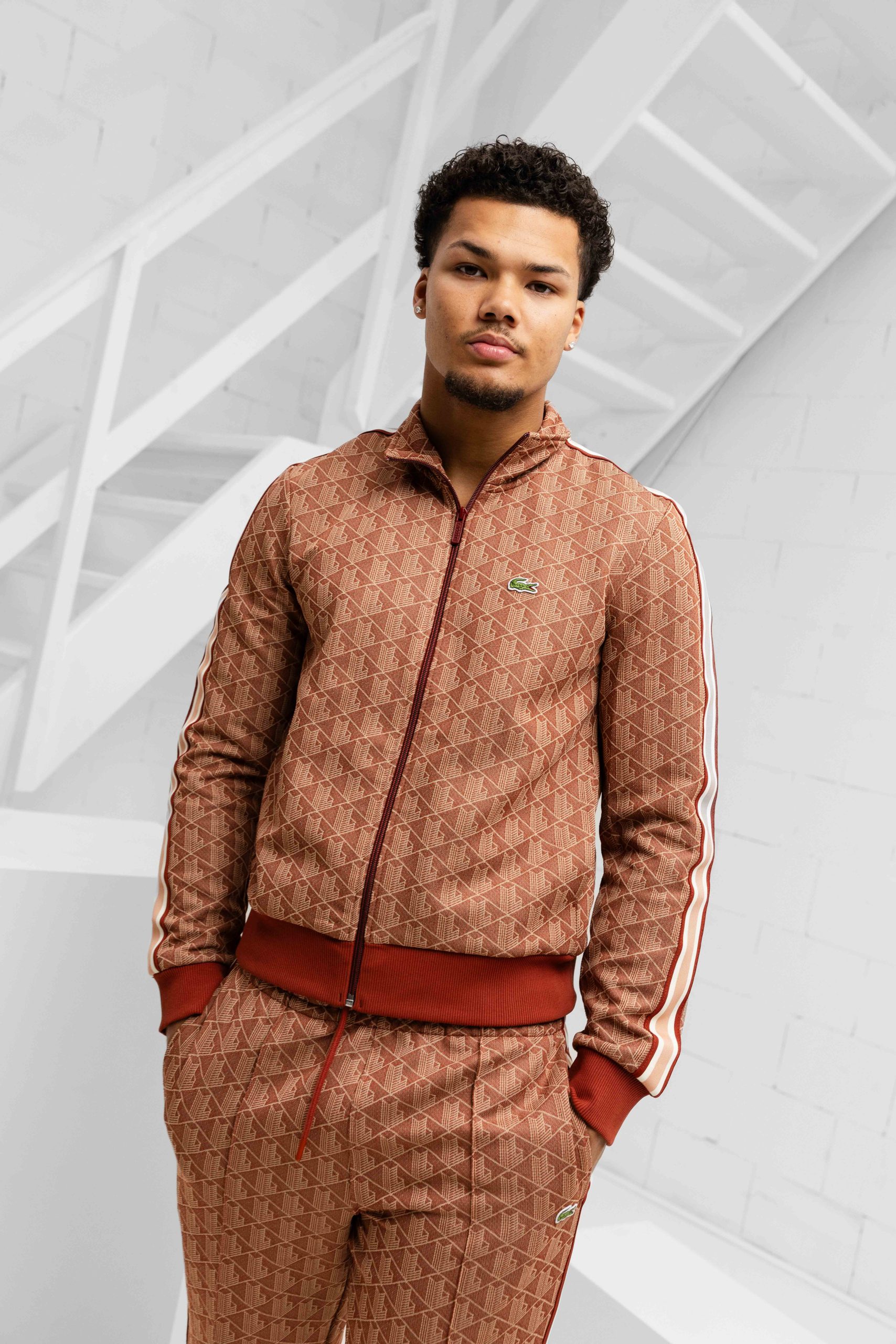 Lacoste Paris Jacquard Trainingspak Heren Bruin
