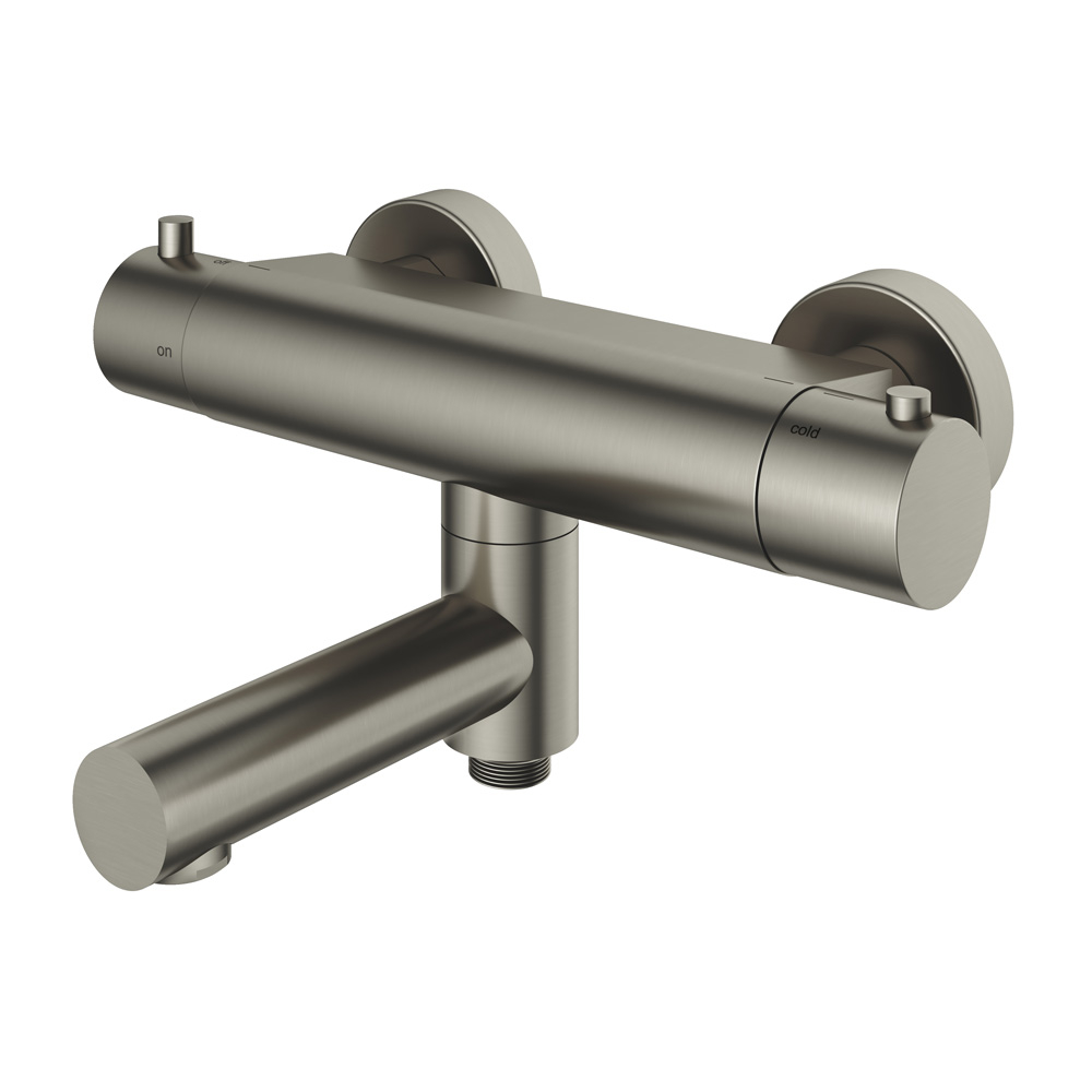 Hotbath Cobber Thermostatische Badkraan met uitloop Geborsteld Nikkel B020