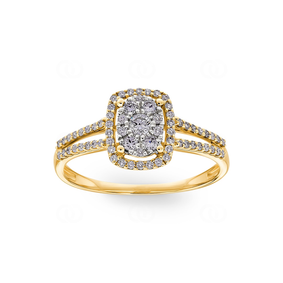 Damenring 750/18 K Gelbgold mit Diamanten 0.35 ct H/si