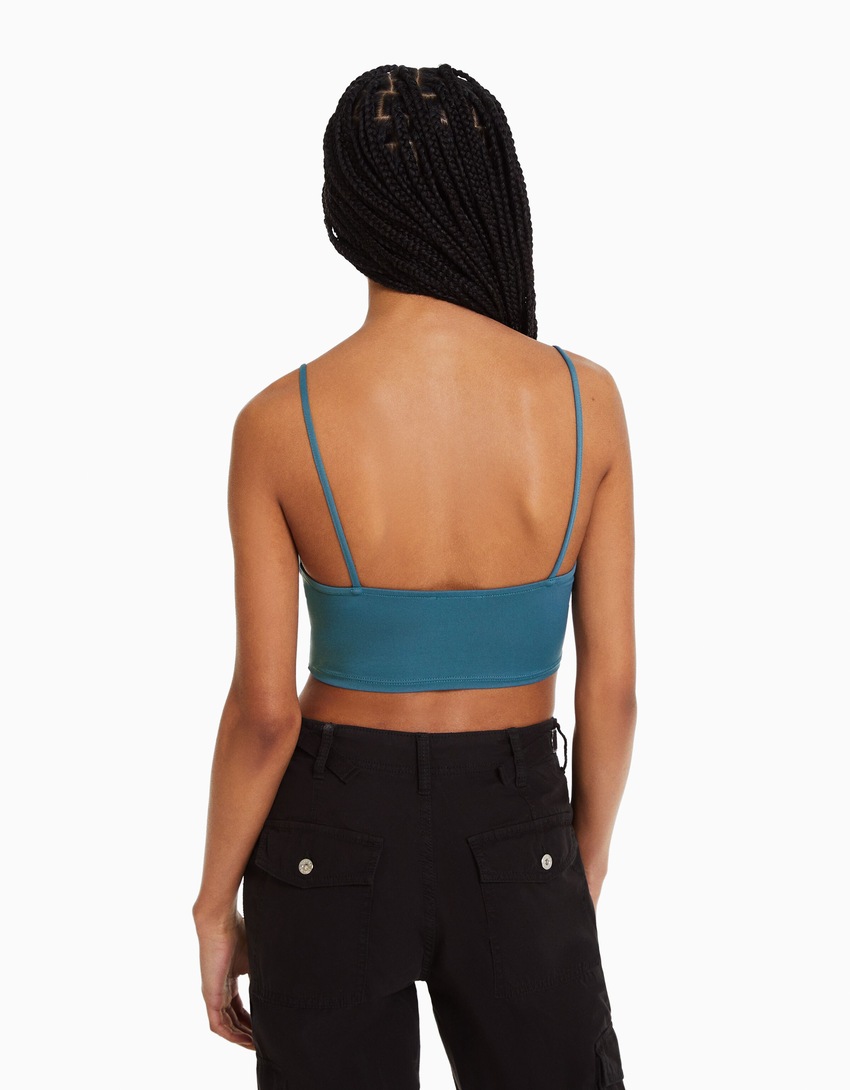 Top cropped de alças finas
