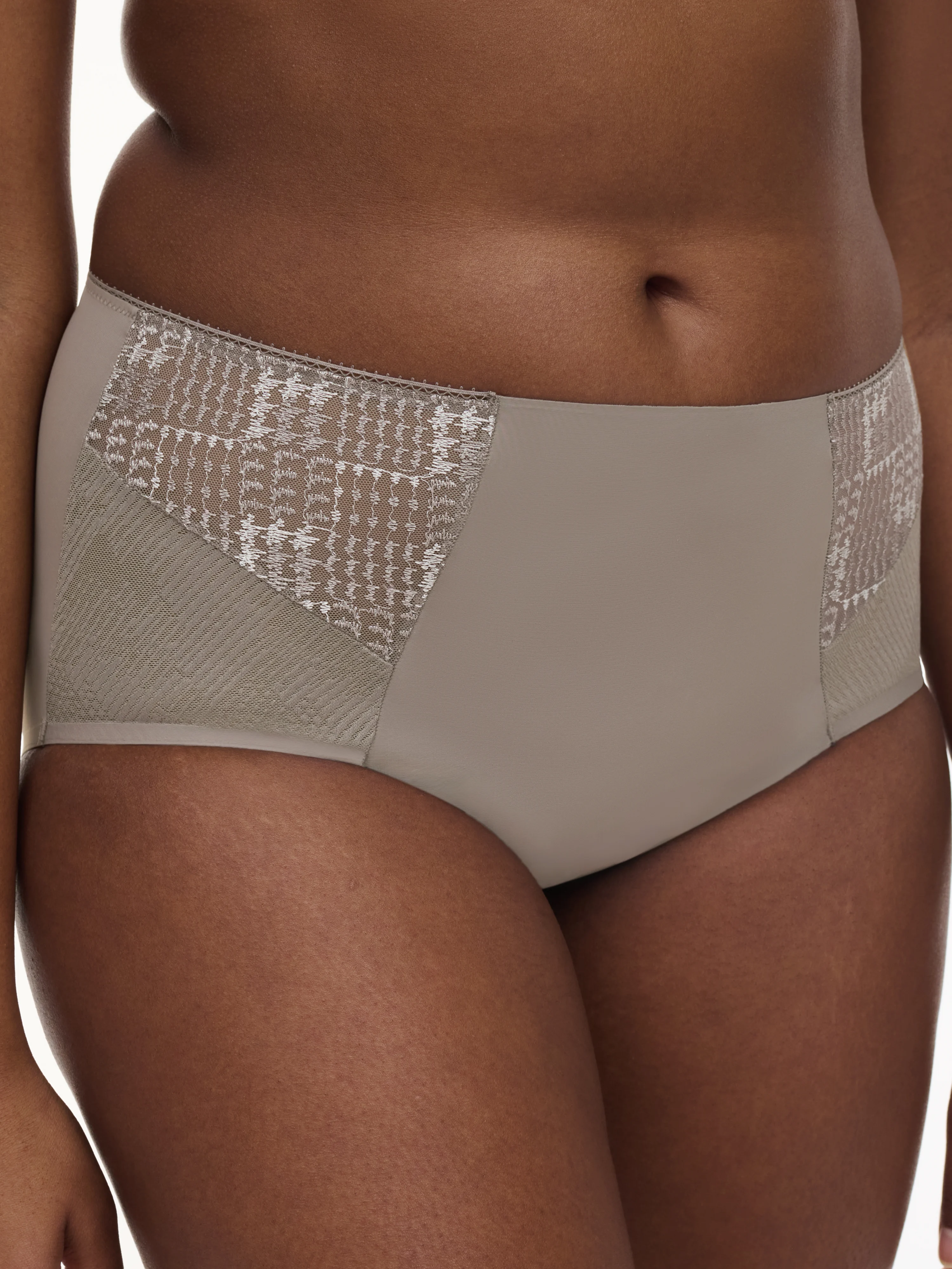 INTRIGUE - Culotte taille haute broderie | Gris