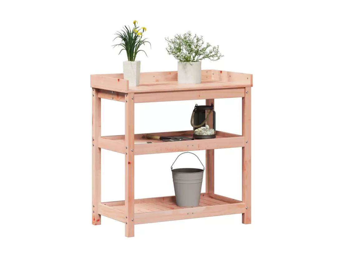 Table de rempotage avec étagères bois massif de douglas