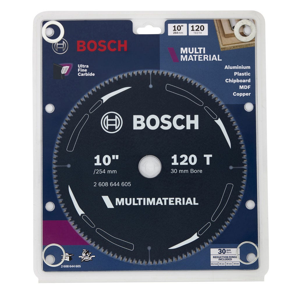 BOSCH 254mm 120T TCT Circular Saw Blade for Multi-Purpose Cutting - MULTIMATERIAL