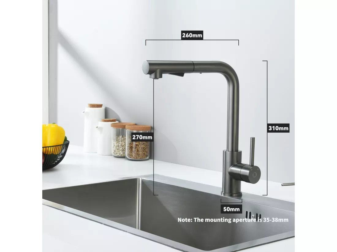 CECIPA MAX Évier Inox 40*44*19 cm Évier 1 Bac Évier de Cuisine Noir + Mitigeur Cuisine Avec Douchette Extractible